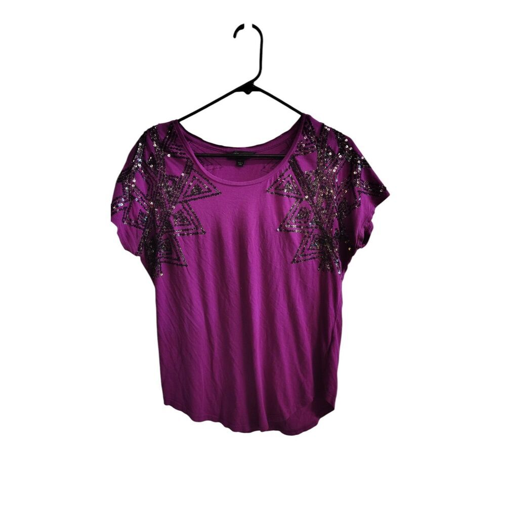 Rock & Republic Purple and Black Sequin top‎